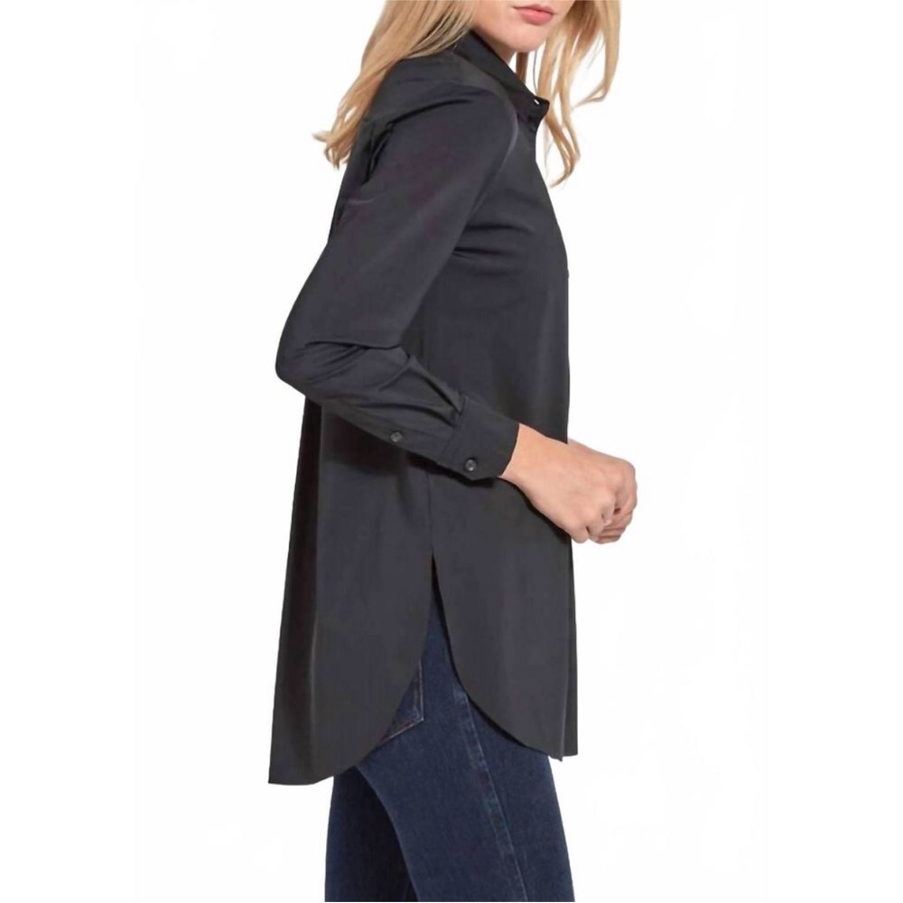 Lysse Women's Tunic Top Shirt Dress Medium Nylon Button Up Minimalist Schiffer - Picture 2 of 14